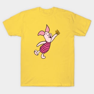 Little Pig with Awareness Ribbon Butterfly (Yellow) T-Shirt